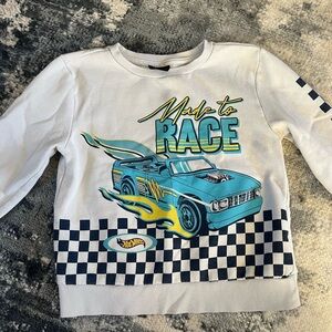 Hot Wheels Kids White and Blue 'Made to Race' Sweatshirt